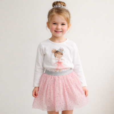 Silver Ballerina – Κοριτσίστικο Σετ με Τούλινη Φούστα & Μπλούζα Μπαλαρίνα