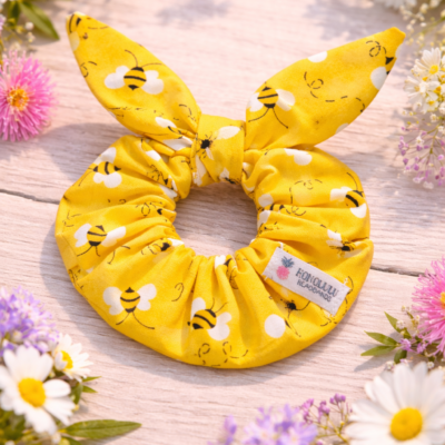 Yellow Bees (Handmade Scrunchie)